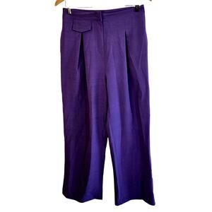Size L – Purple Pleated Wide-Leg Slacks